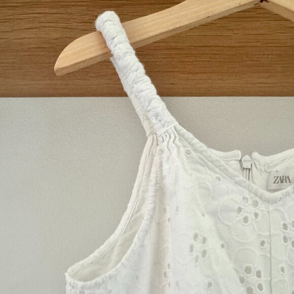 CLASSIC GIRLS ZARA WHITE EYELET ROMPER SIZE 10 LIGHT WEIGHT EUC NO STAINS LINED - Picture 5 of 14